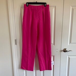 NWT ASOS Wide Leg Pleated Women's Vibrant Pink Trousers Size 6